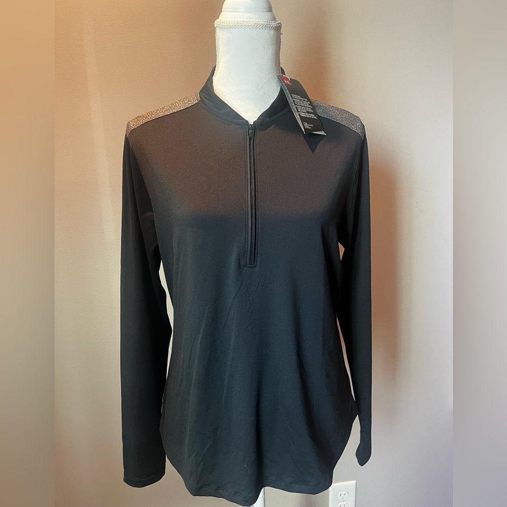 NWT Under Armour Valor Women's 1/2 Zip-Black Front/Grey Bsck